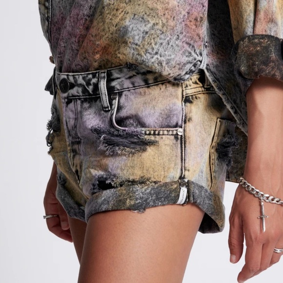 One Teaspoon Sunset Acid Bandits Shorts Size 28/29 NWT Low Waist Distressed - Picture 10 of 12